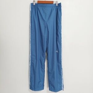 Adidas Sports Pants Size 44 Blue Womens Lined Mesh Zipper On The Side Nylon